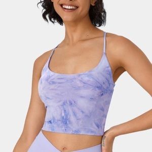 Spaghetti Strap Tie Dye Backless Crisscross Lace Up Cropped Tank Top